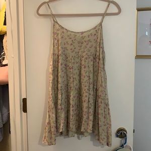 Flowered Long Spaghetti Strap Tank